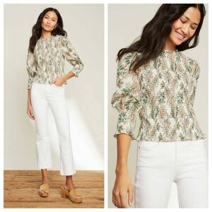 VERONICA BEARD Kali Printed Smocked Top (retail $398)